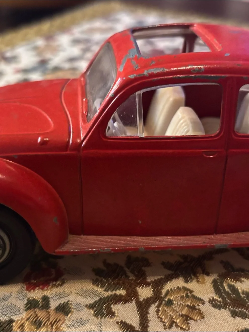Vintage Hubley Gabriel 1480 Volkswagen Beetle VW Bug Metal Toy Car Red 7”